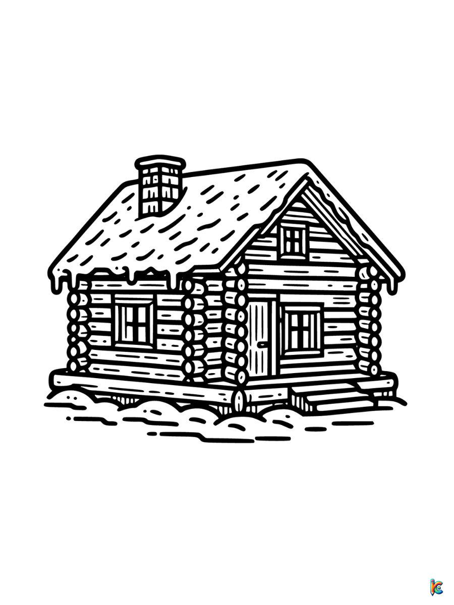 winter cabin coloring pages free