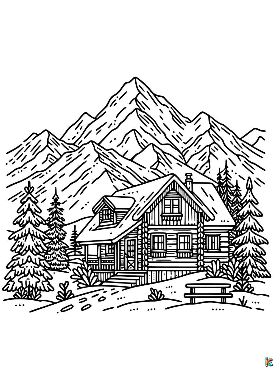 winter cabin coloring pages to print