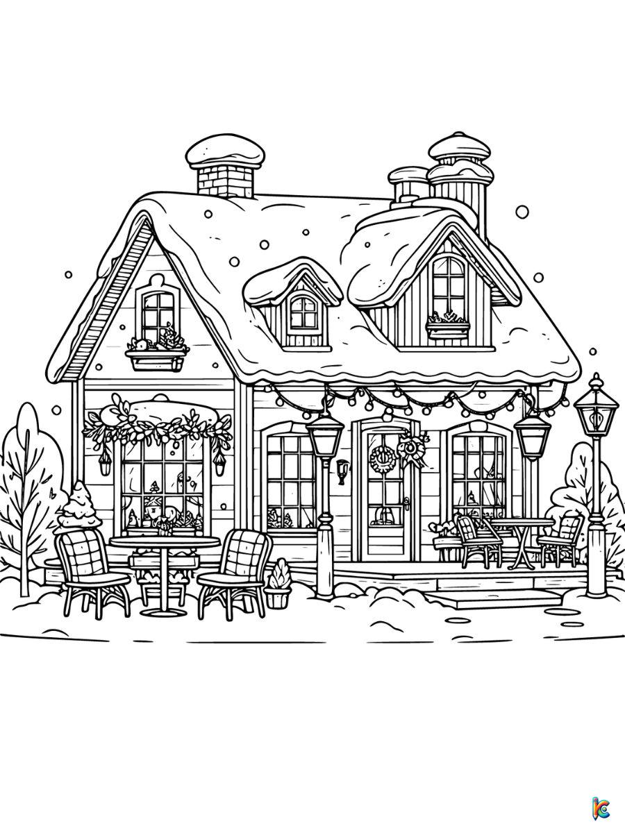 winter village coloring pages for kids