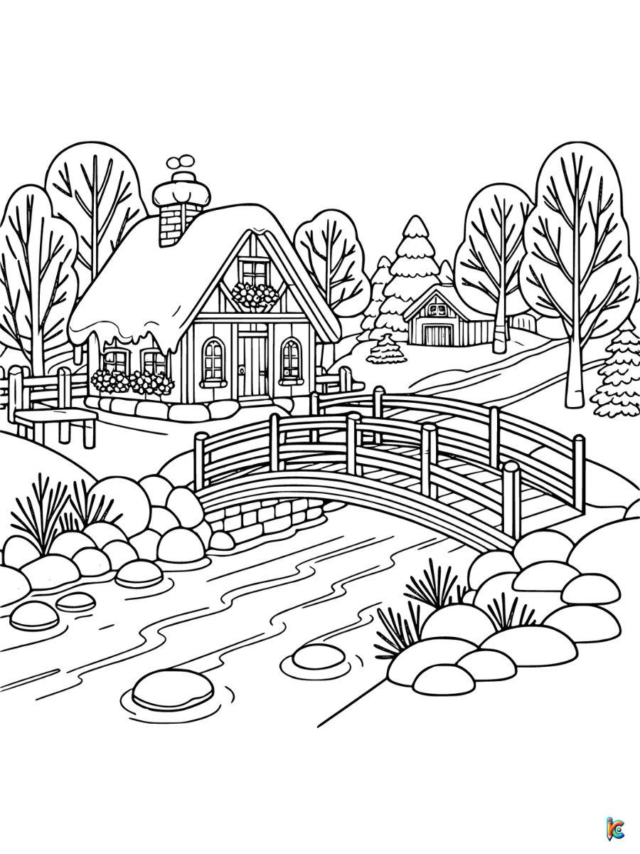 winter village coloring pages free
