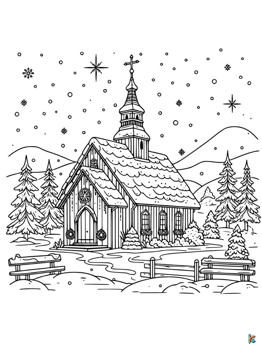 winter village coloring pages printable