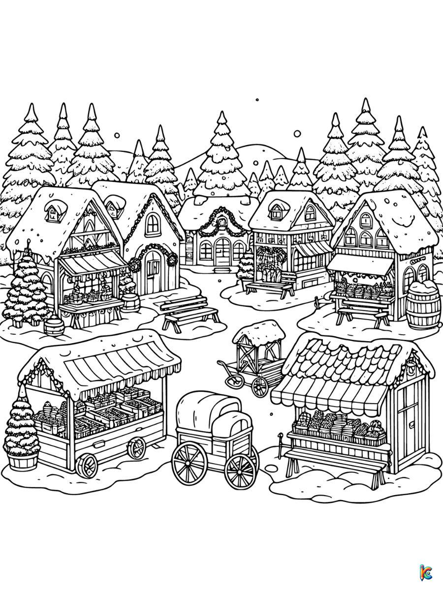 winter village coloring pages