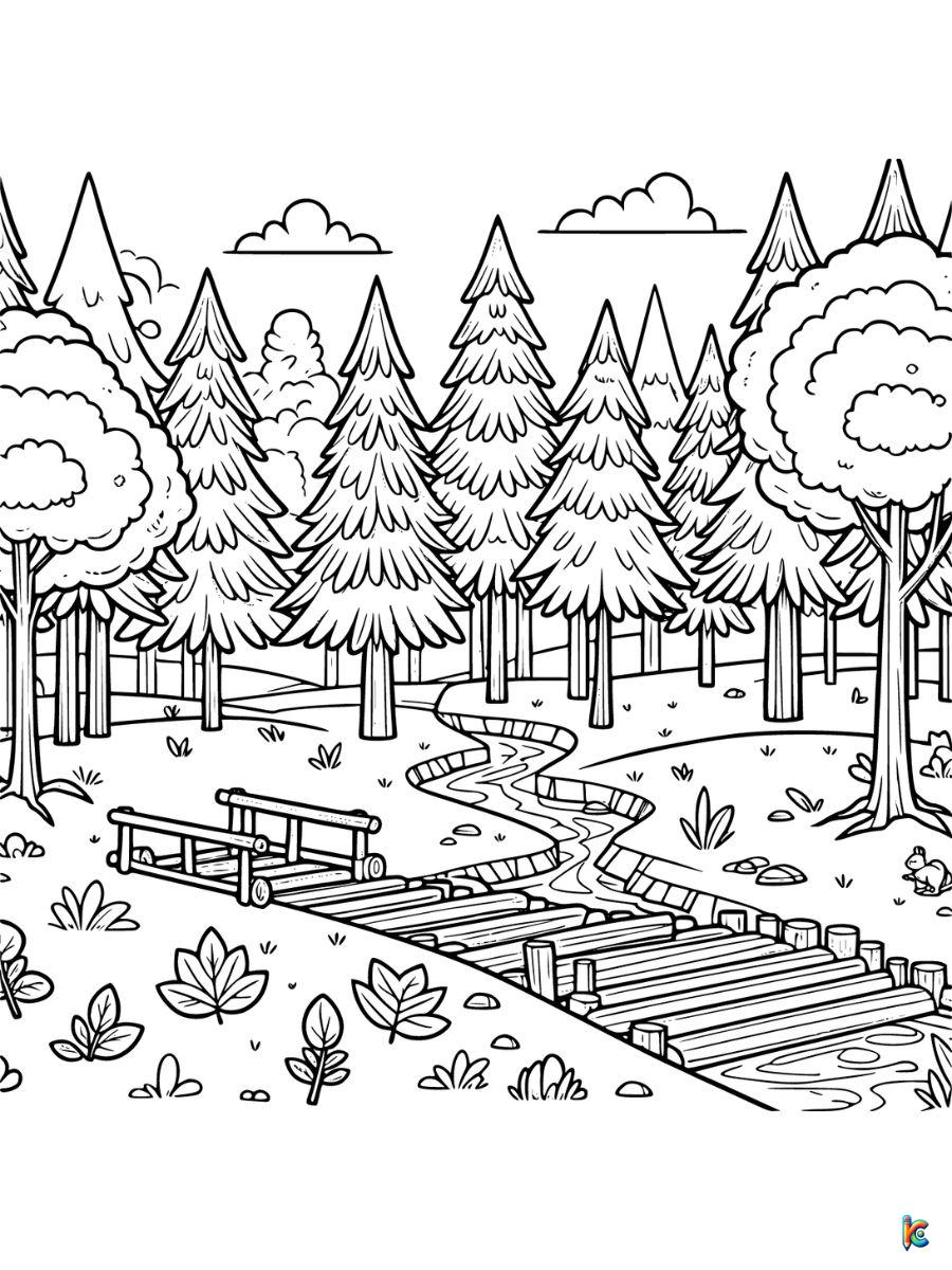 woods landscape coloring pages free