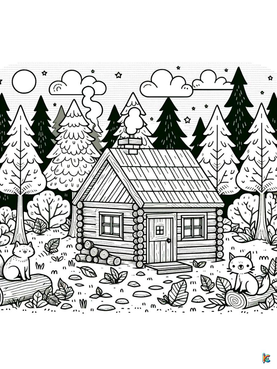 woods landscape coloring pages to print